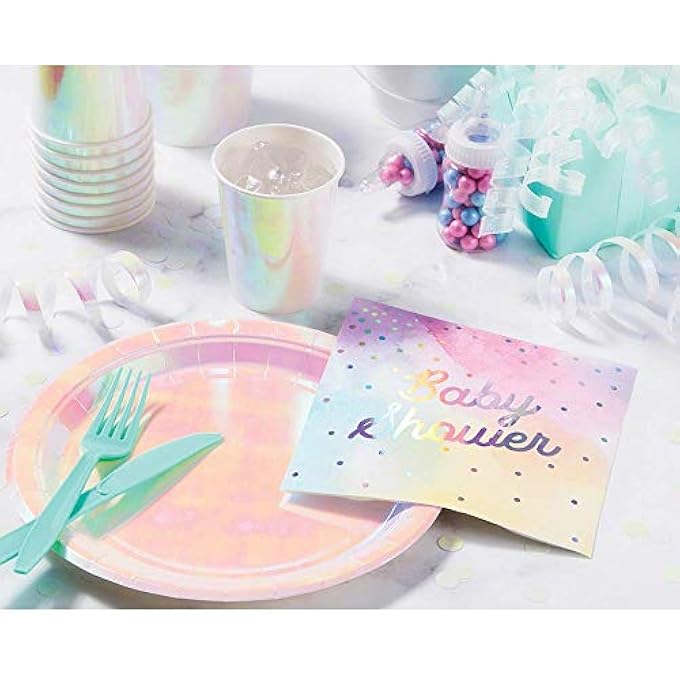 PC336700 IRIDESCENT BABY SHOWER 3-PLY LUNCH PAPER NAPKINS, 16 PCS - Image 2